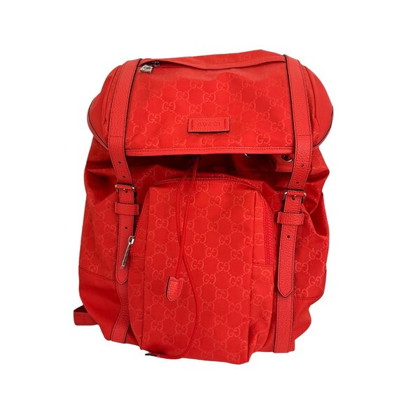 Gucci Red Nylon Backpack - Picture 1 of 8